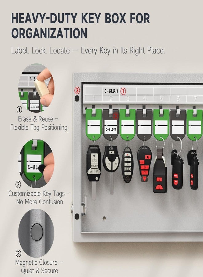 صندوق مفاتيح WeHere، خزانة مفاتيح جدارية مع 16 بطاقة مفاتيح وقفل برقم سري - نظام تخطيط موارد المؤسسات المصغر - مثالي لخدمات صف السيارات والفنادق وخدمات تنظيف المنازل - Image 3